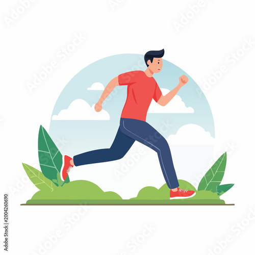 Man Running in Park