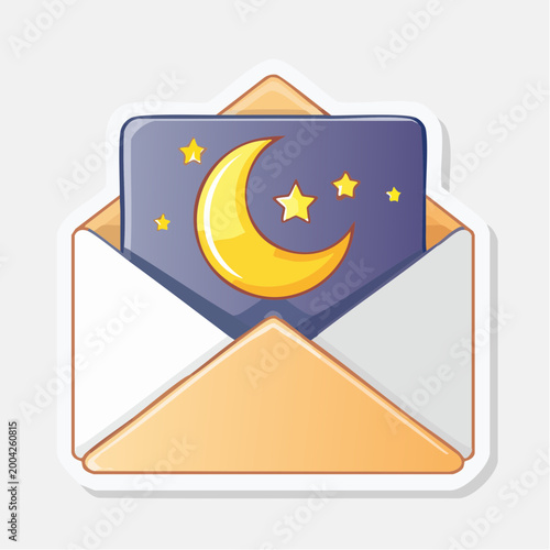 Envelope with Moon and Stars Illustration