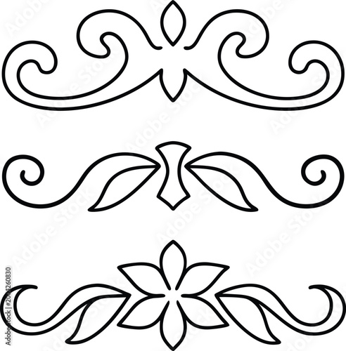 Elegant set of three decorative dividers featuring beautiful floral motifs and graceful scrollwork