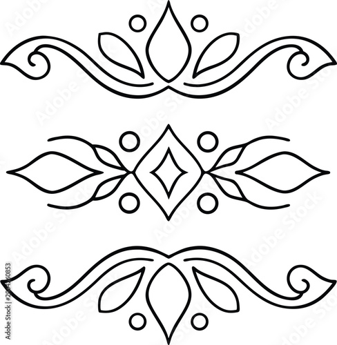 Elegant set of three distinct horizontal design elements perfect for borders, text dividers, or page ornamentation