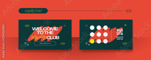 Modern Green Loyalty Club Card Abstract Style Template