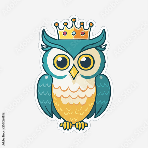 Cute Cartoon Owl Wearing a Crown