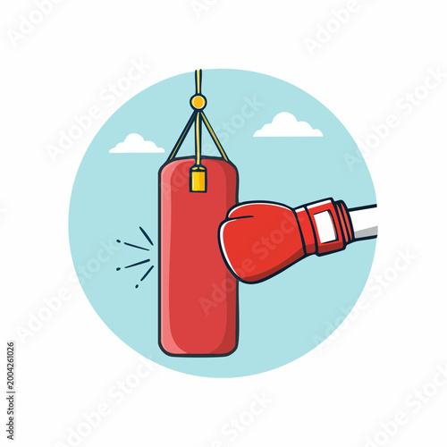 Boxing Punching Bag and Glove Illustration
