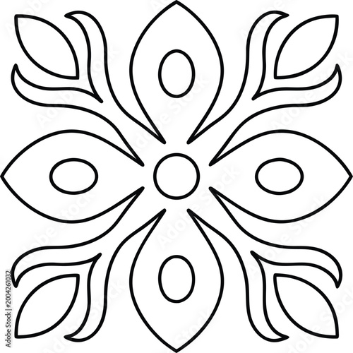 Elegant Symmetric Floral Ornament Ideal for Wedding Invitations and Certificates