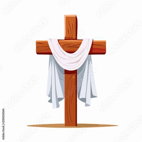 Wooden Cross with White Cloth