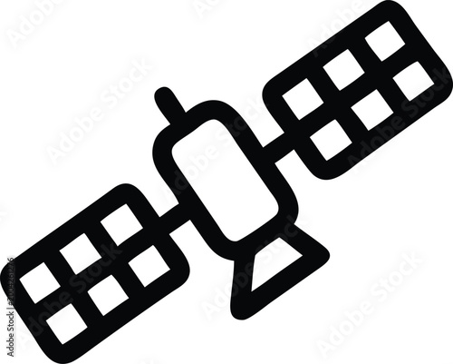 Essential Black Outline Satellite for Seamless Global Internet Communication Services