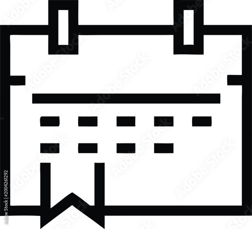 Essential Calendar Organizer with Highlighted Date and Bookmark Element for Scheduling
