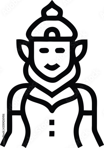 Fantasy Elf Character Icon with Pointed Ears and Traditional Headwear