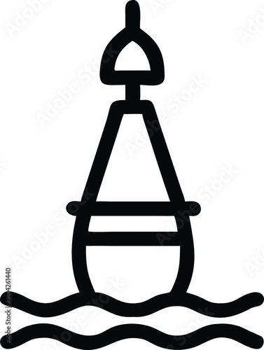 Floating Navigation Buoy in Water Guiding Ships and Marking Marine Pathways Icon