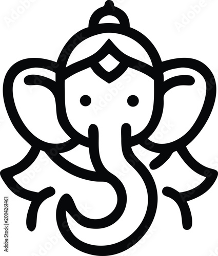 Friendly Lord Ganesha spiritual line icon representing peace and Remover of Obstacles