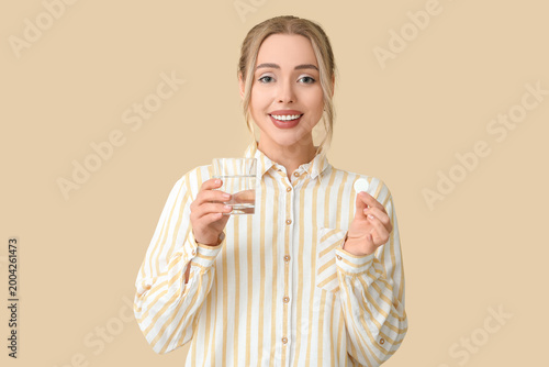 Young woman with soluble ta...