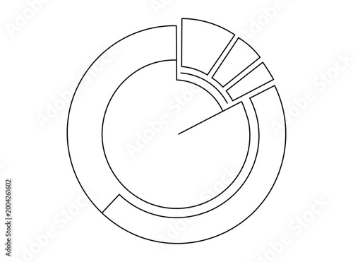 Circular pie chart graphic showing segmented data distribution for business analytics and market research