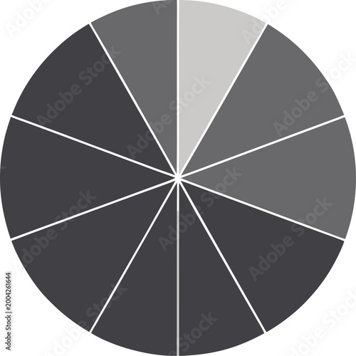 Grey color wheel with white lines on white background