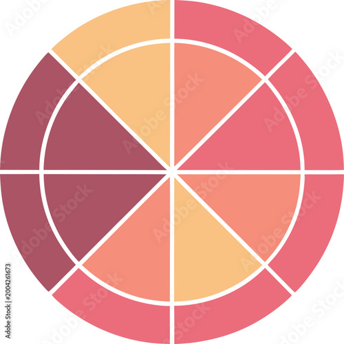 Elegant circular infographic displaying segmented data in soft pastel tones for a visually appealing business report or creative presentation