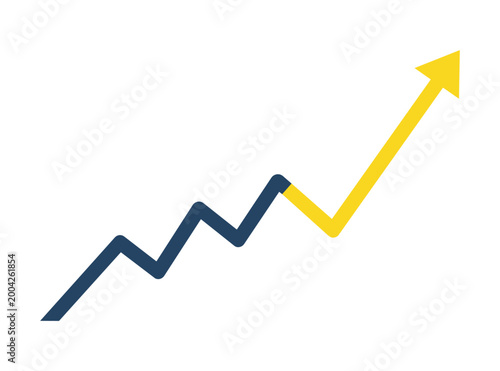 Financial growth arrow with sharp upward trajectory showing positive business development and market trends