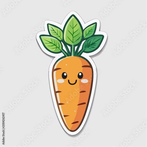 Cute Kawaii Carrot Character with Happy Face