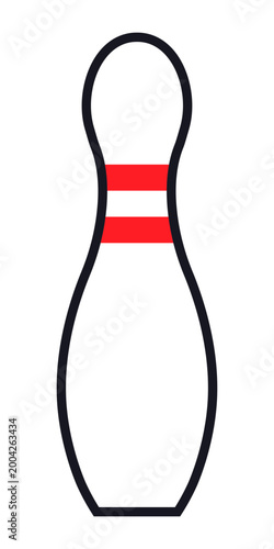 White and Red Cartoon Bowling Pin icon vector illustration