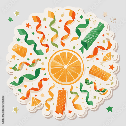 Orange Slice and Confetti Celebration Design