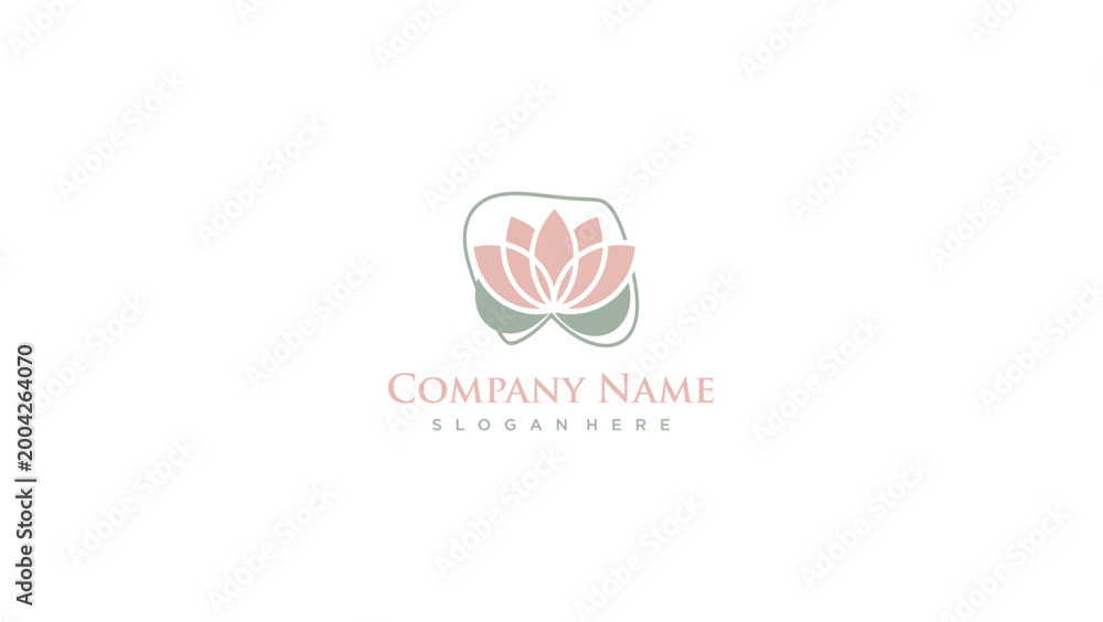 Fototapeta premium Minimalist Lotus Flower Logo Design for Wellness and Beauty