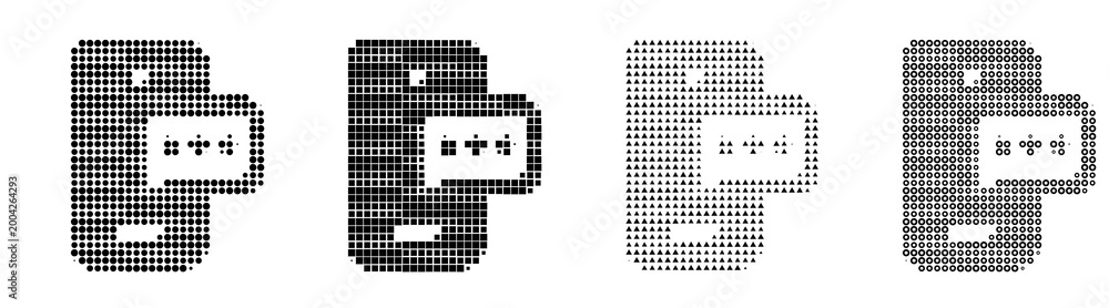 Fototapeta premium Modern halftone icon bundle - authentication message. Property protection icon collection and design. Bold dot-pattern design. Classic comic book look.