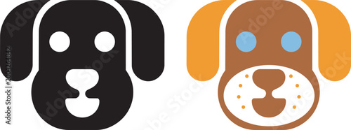 Dog face illustration in styles simple flat vector art with a playful friendly expression with brown