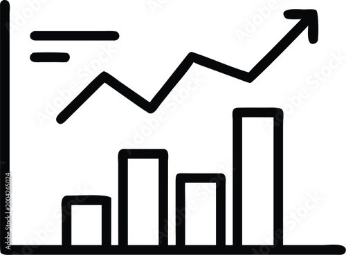 data chart icon with rising graph and bar graph black and white high quality professional detailed modern elegant stylish clean crisp
