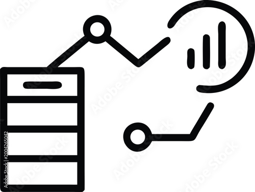 data analysis icon with database and graph black and white line art high quality professional detailed modern elegant stylish clean crisp