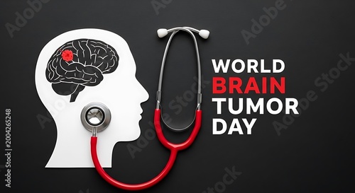 World Brain Tumor Day Awareness Medical Concept with Stethoscope