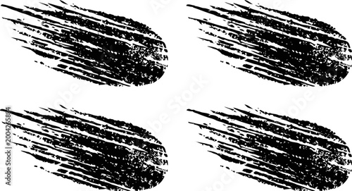 Black paint grunge brush strokes set with rough texture and distressed effect for design and decoration