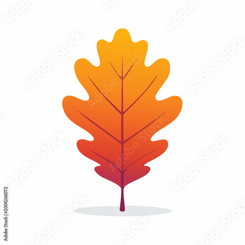 Stylized Oak Leaf with Autumn Colors