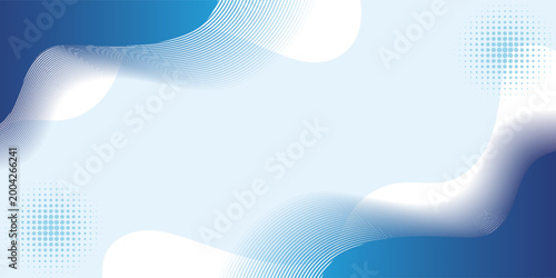 Abstract Blue Wavy Background with Dynamic Lines and Halftone Dots. Vector Eps 10