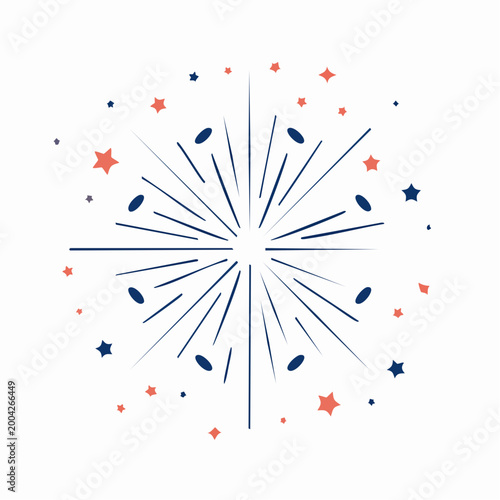 Abstract Firework Burst with Stars and Dots