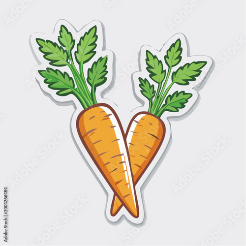 Two Carrots with Green Leaves