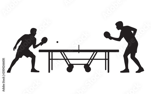 Two players competing in a table tennis match