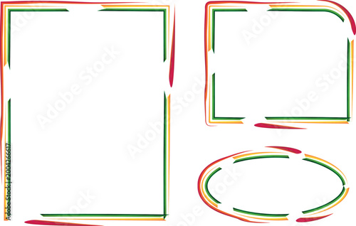 art deco stylized abstract colorful frames set