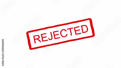 Rejected rubber stamp animation on a transparent background, rejected stamp effect animation with alpha channel
