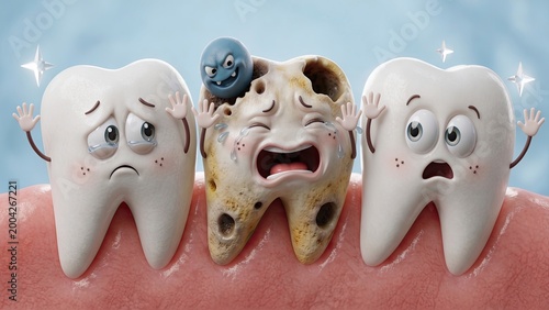 Tooth Decay Progression with Healthy and Damaged Teeth