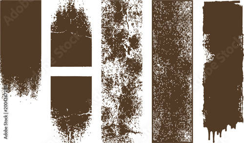 Grungy brown vertical rectangular textures with distressed and weathered effects