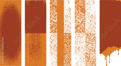 Textured rectangular banners in warm brown and orange tones with grunge effects for graphic design