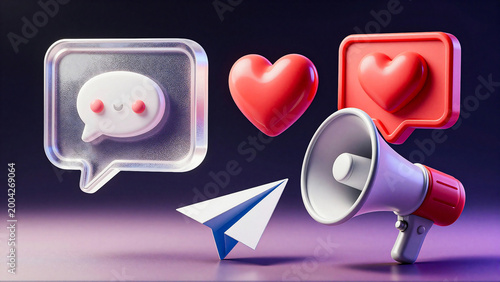 Social media icons and communication symbols