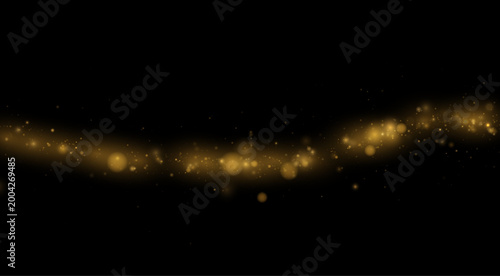 Tableau sur toile Shiny gold light waves flow across abstract dark canvas