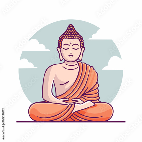 Buddha meditating in lotus position with serene expression