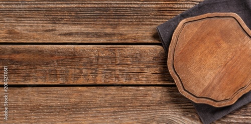 Cutting board and napkin on...