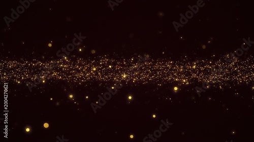 Golden Glitter Particles Flowing on Dark Background Abstract Motion Graphic