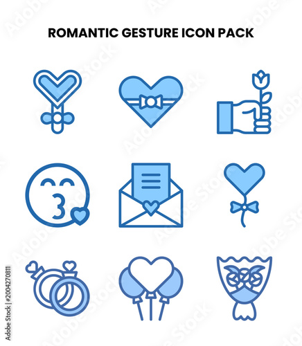 Romantic Gesture Two Colour Set Icons Pack