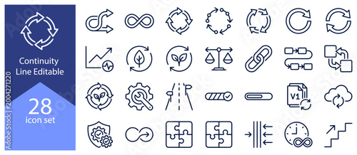 Fotografía Continuity Line Editable Icon set