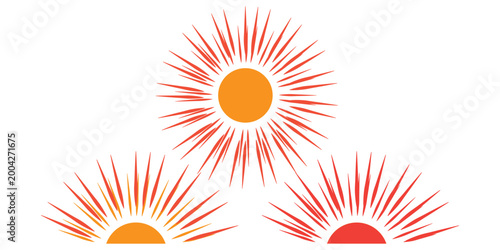 Cuadro en lienzo Set of vintage hand drawn sunburst rays design elements, explosion, fireworks black ray's