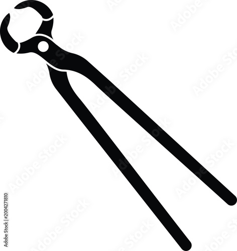 Horse Hoof Nippers Silhouette Isolated on White Background