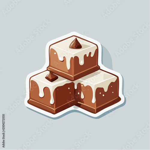 Stack of Chocolate Fudge Squares with White Glaze