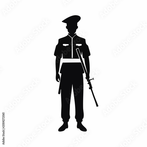 Silhouette of a Guard with a Rifle